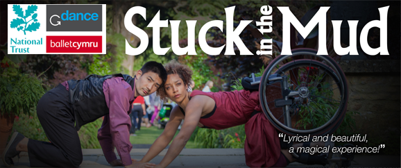 Stuck in the Mud logos and image os two dancers